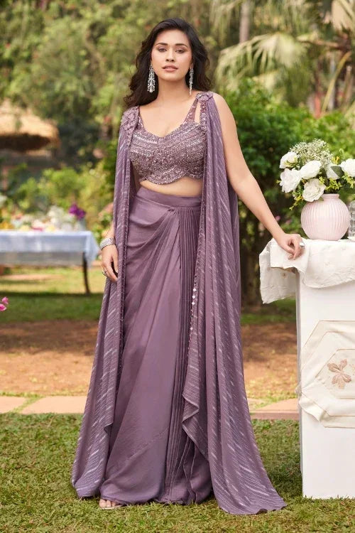Amethyst Allure Pre-Draped Saree – A Tale of Modern Grace - MishUUU