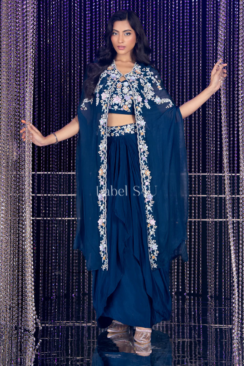 Midnight Blossom Cape Set