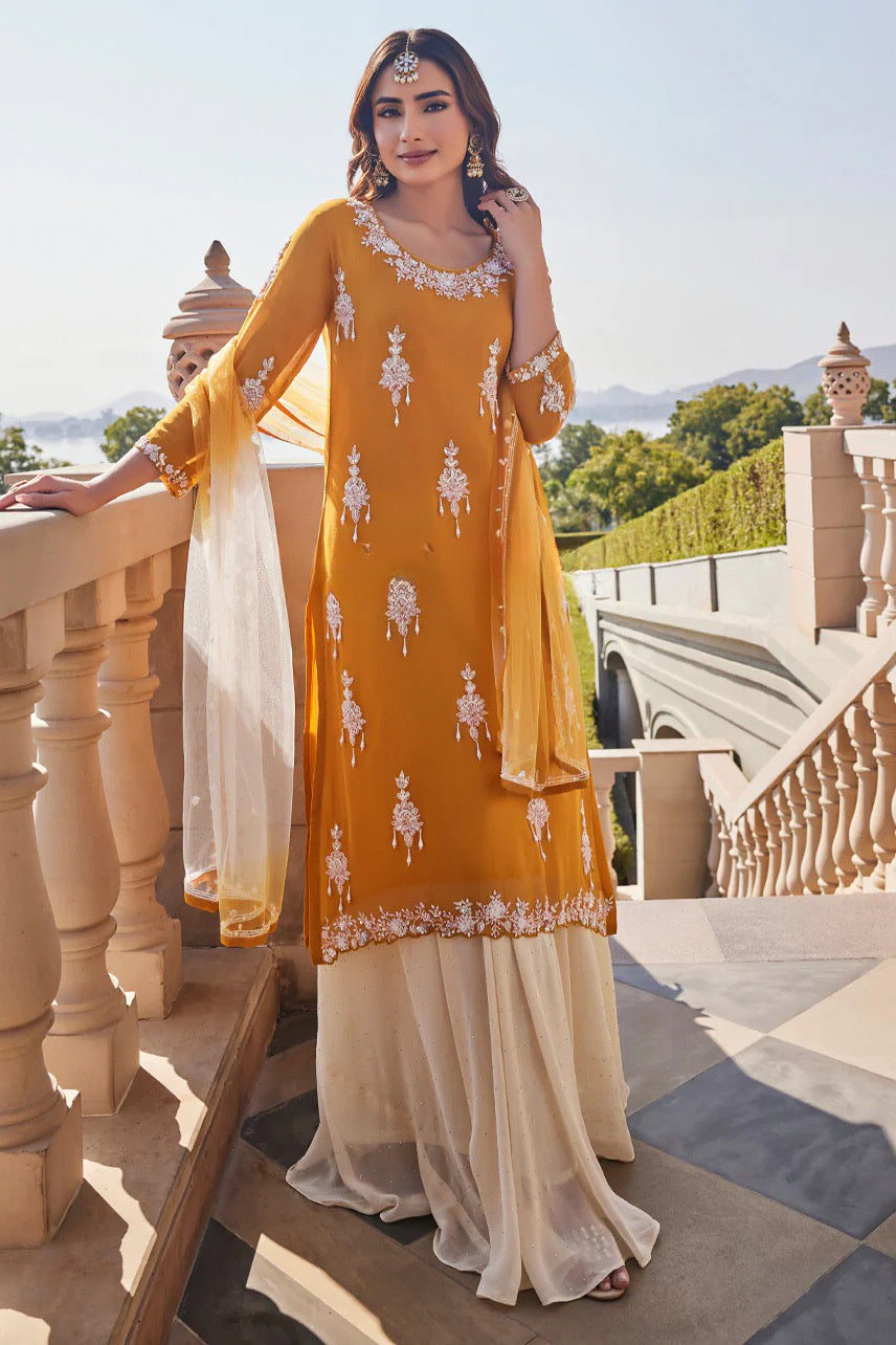 Amber Embroidered Gharara Set |Label S4U