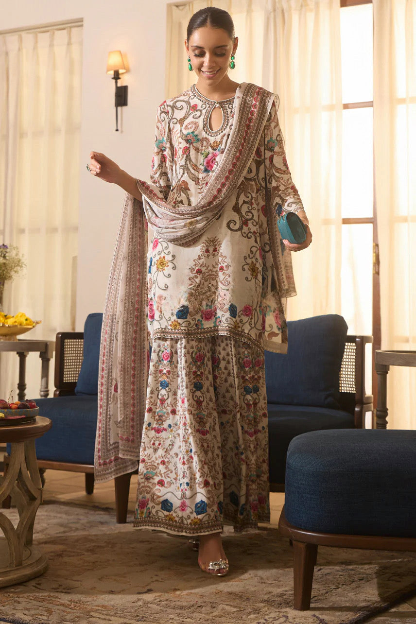 Ivory Multicolor Sharara Set | Label S4U