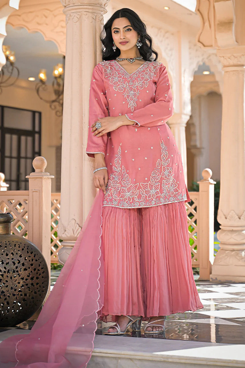 Blush Pink Embroidered Mirror Set |Label S4U