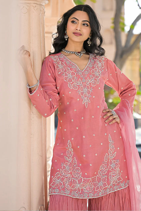 Blush Pink Embroidered Mirror Set |Label S4U
