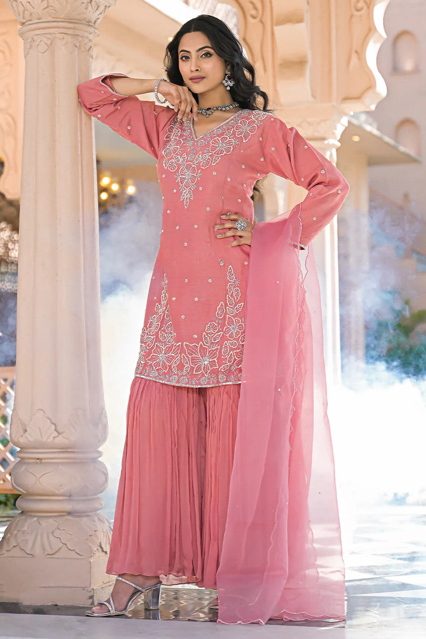 Blush Pink Embroidered Mirror Set |Label S4U