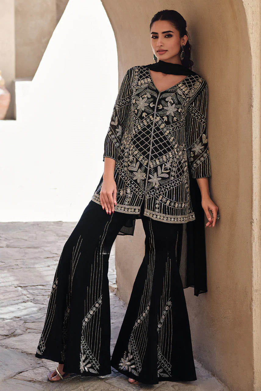 Midnight Black Embroidered Set