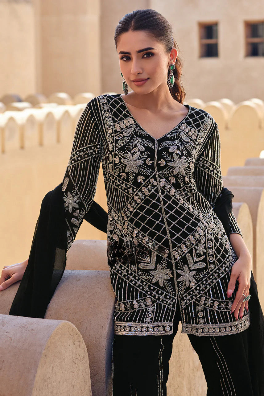 Midnight Black Embroidered Set