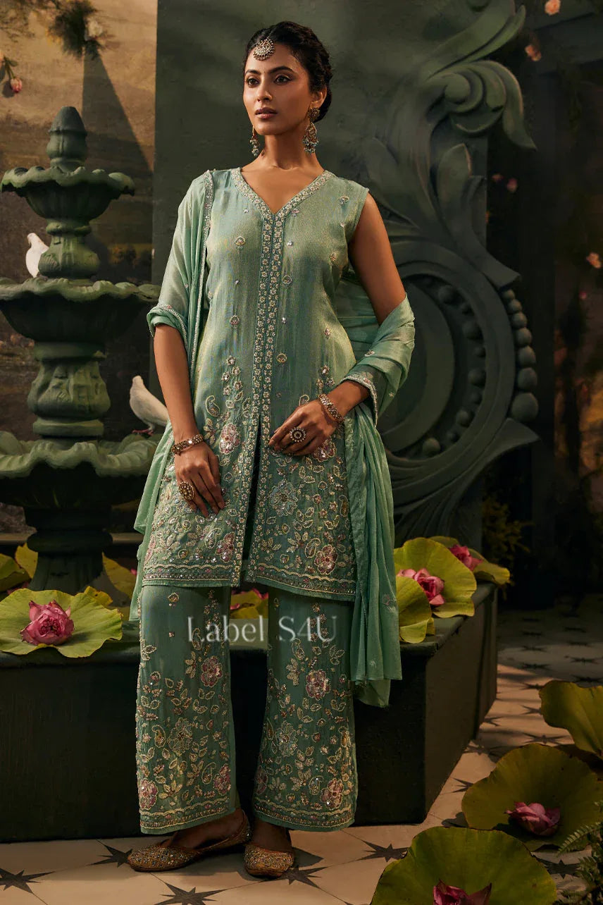 Mint Blossom Embroidered Ensemble - MishUUU