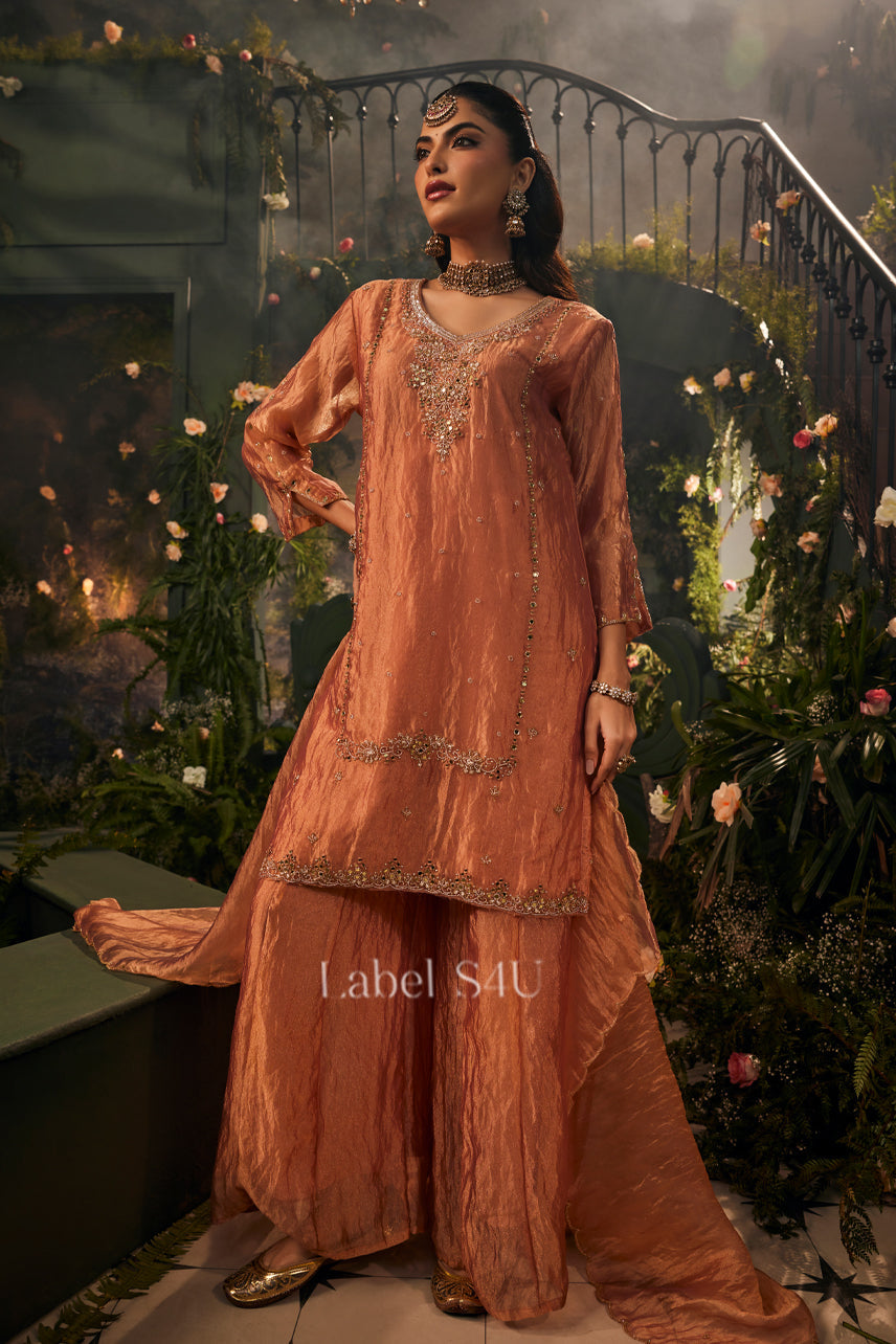 Coral Beaded Elegance Couture Set