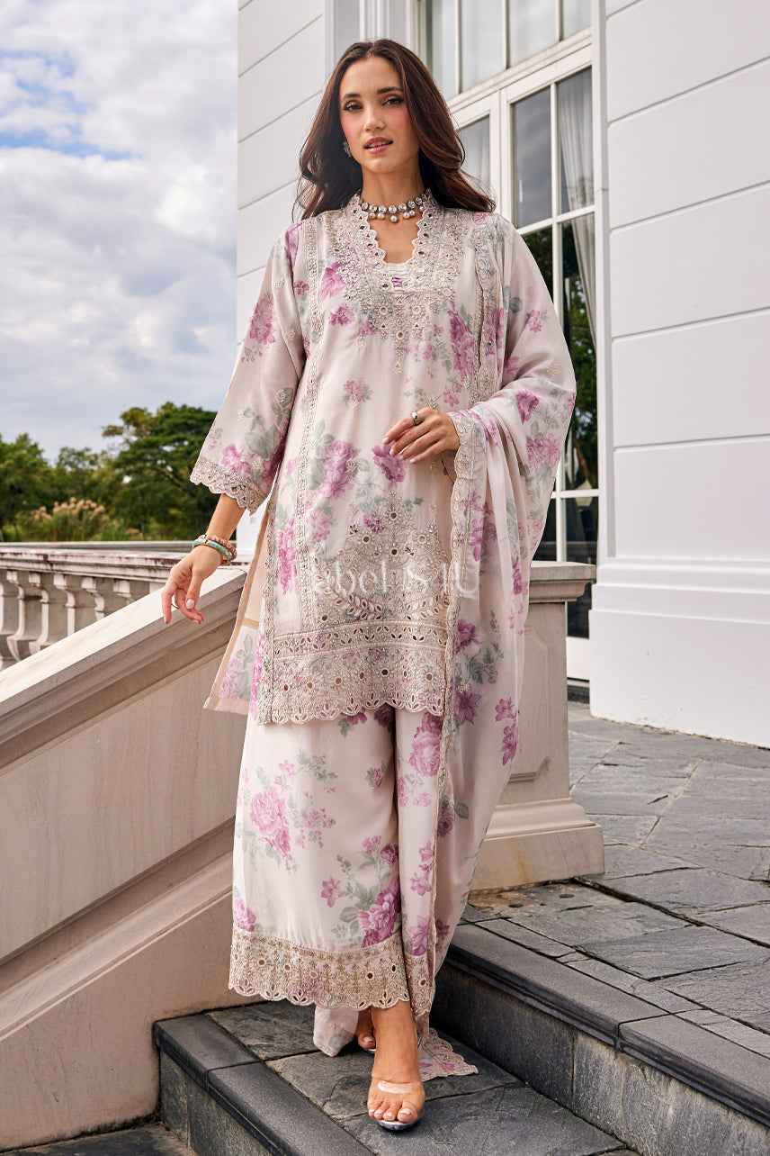Soft Floral Embroidered Pastel Set