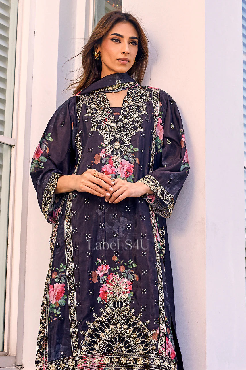 Midnight Floral Zari Kurta Ensemble