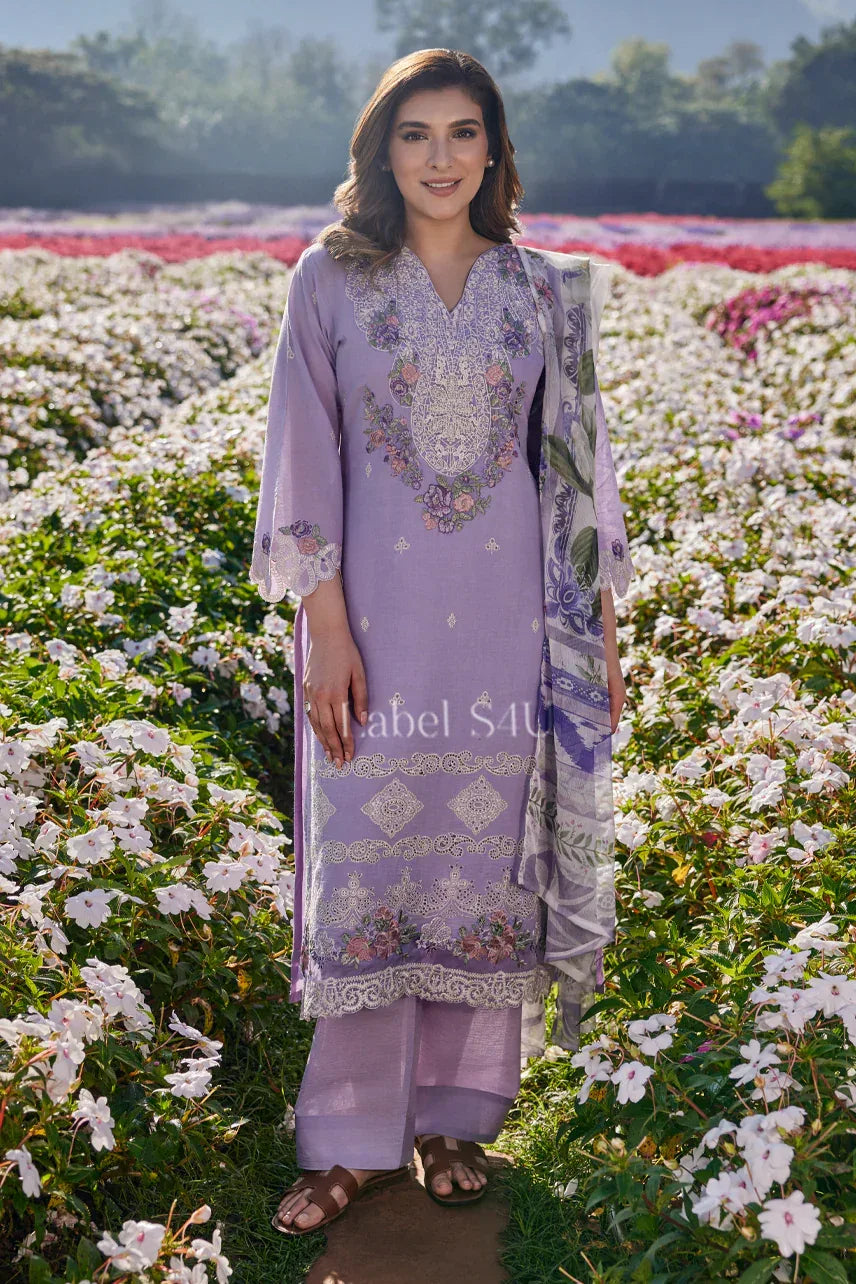Lavender Floral Zari Kurta Ensemble - MishUUU