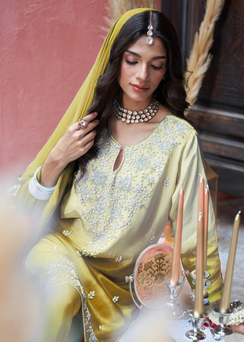 Mustard Embroidered Palazzo Set