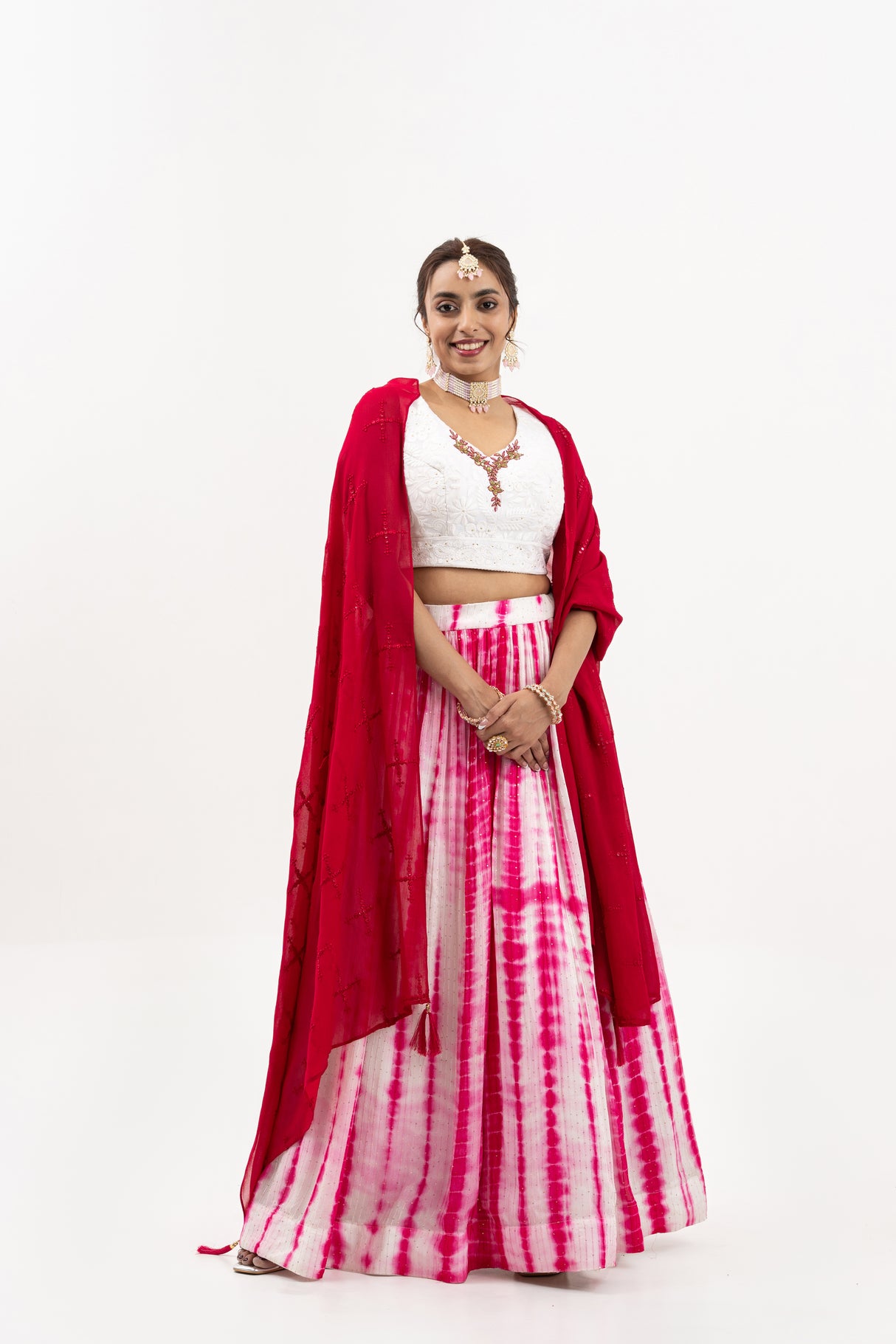 Women's Pink And Embroidered Lehenga
