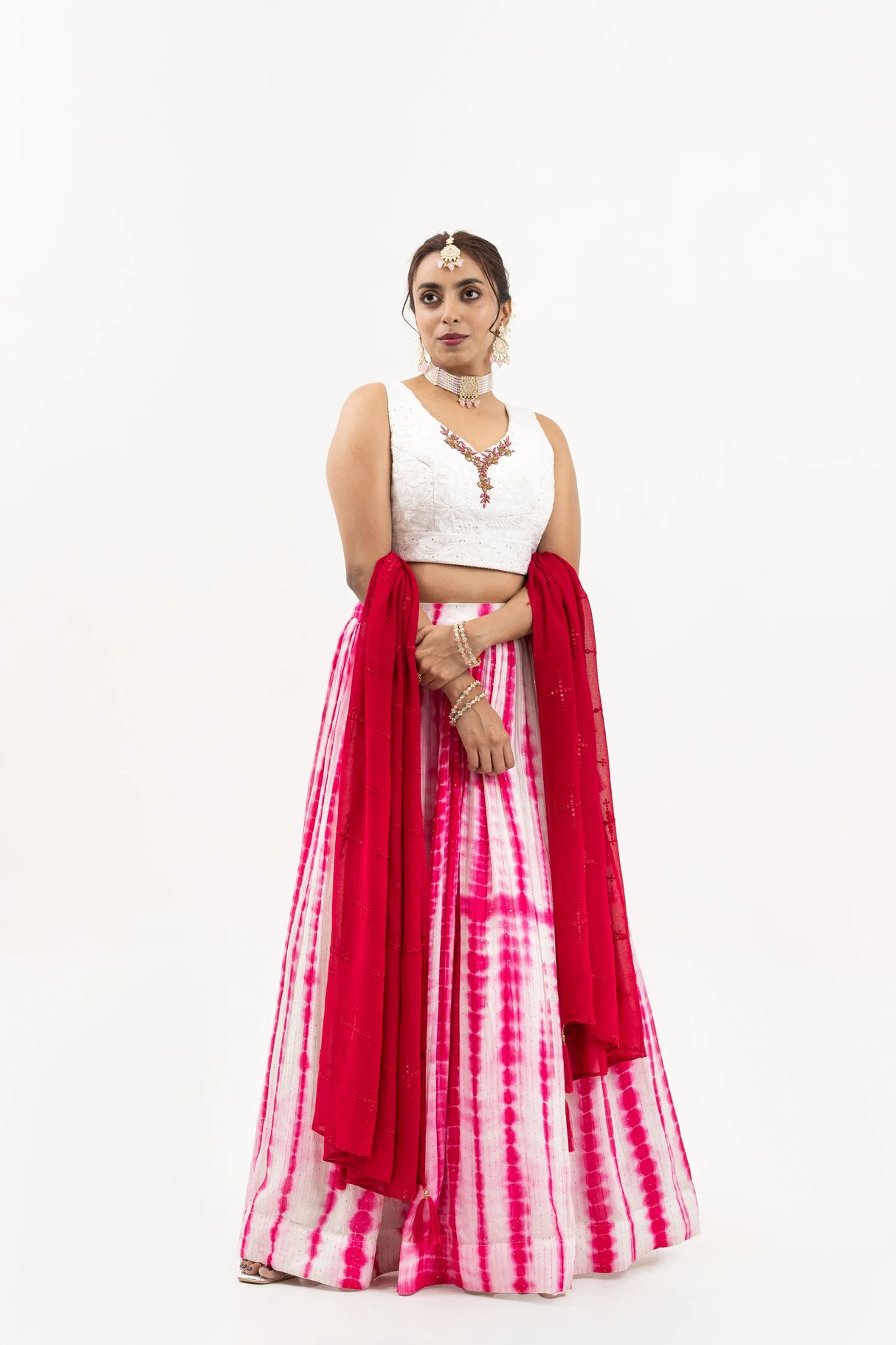 Women's Pink And Embroidered Lehenga - MishUUU
