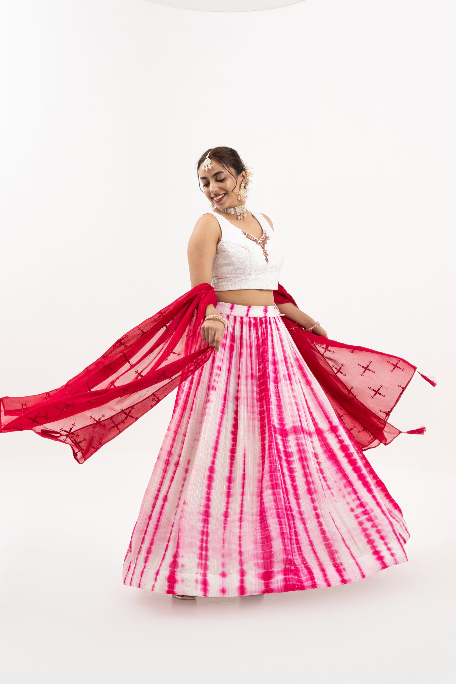 Women's Pink And Embroidered Lehenga