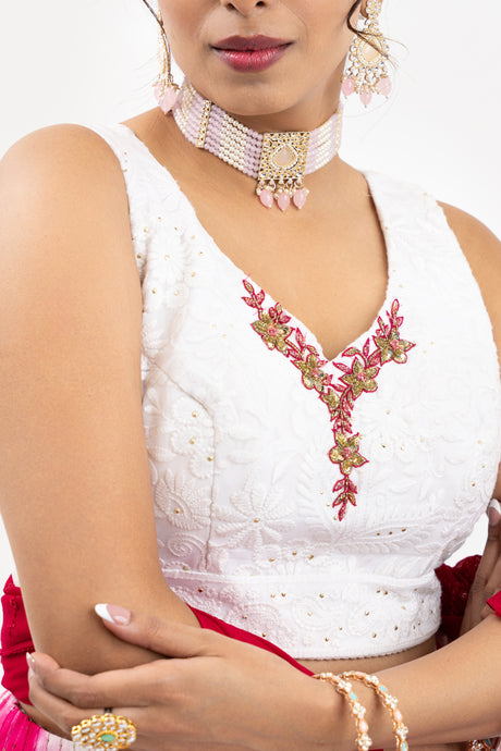 Women's Pink And Embroidered Lehenga