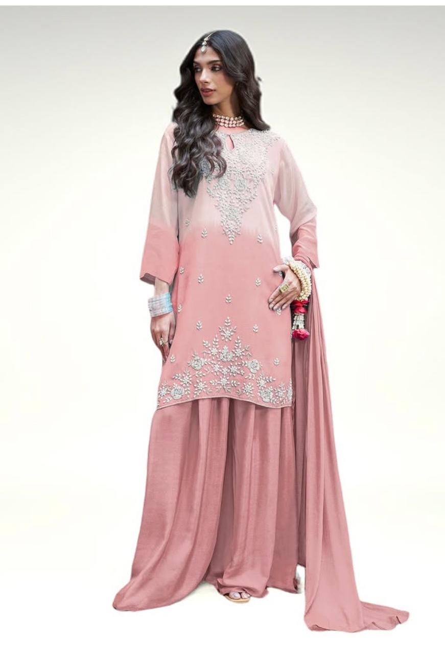 Blush Pink Ombre Kurta Luxe Set