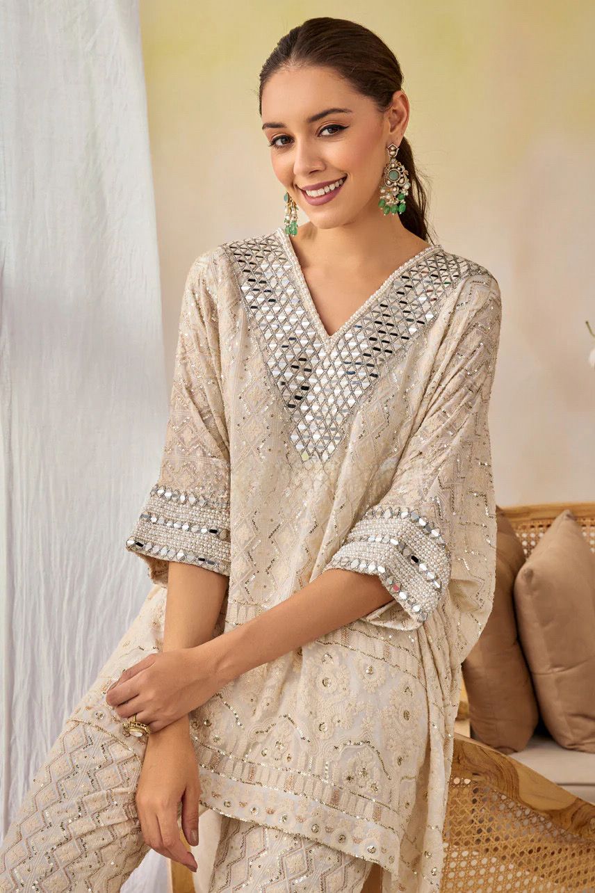Chikankari Sparkle Fiesta Mirror Embroidered Outfit |Label S4U