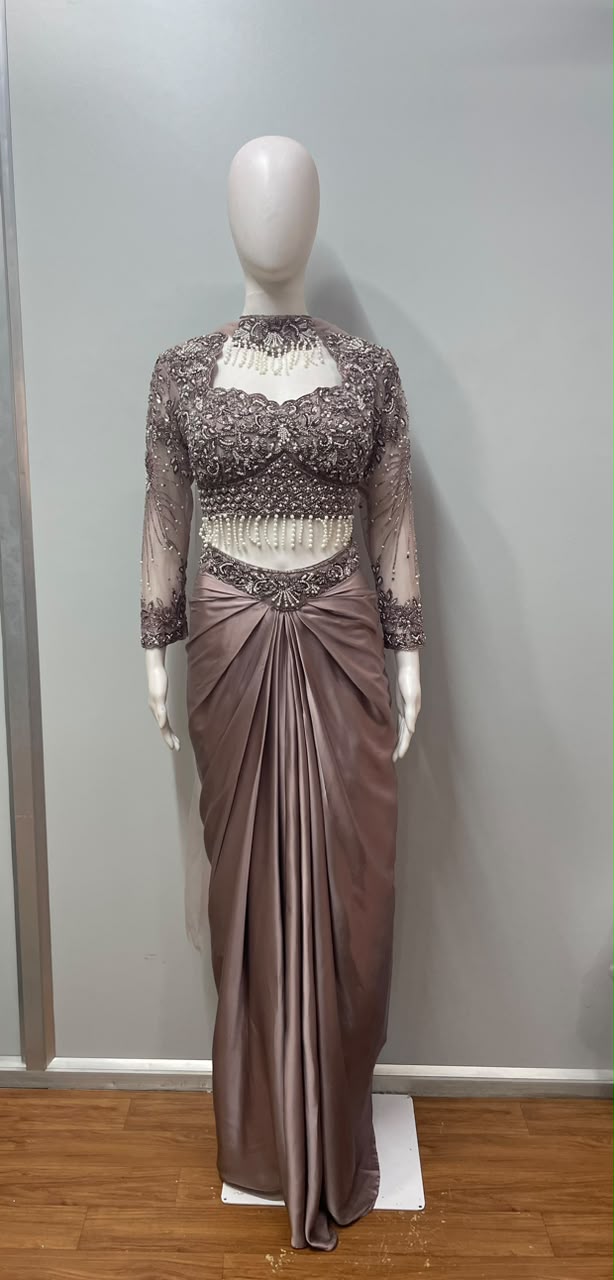 Smokey Grey Drape Skirt - close-up detail