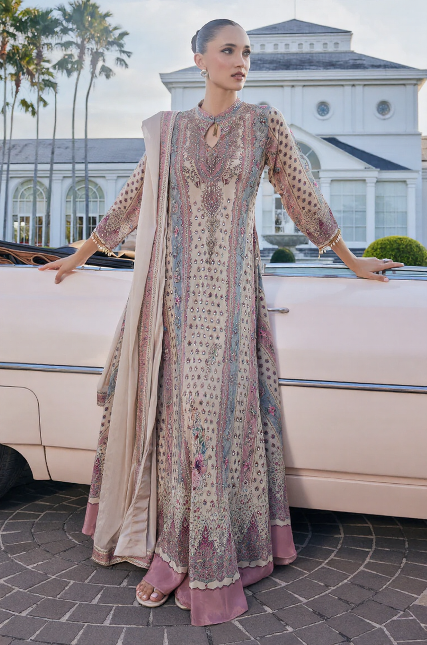 Pearl Rosette Embroidered Anarkali Set