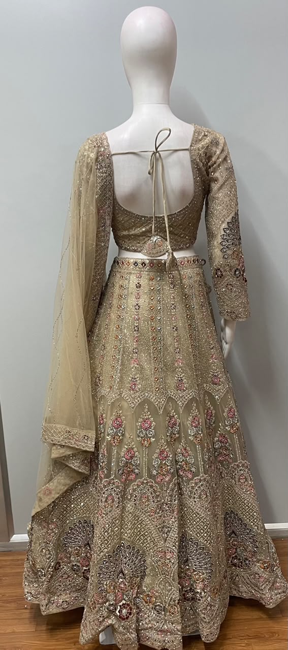 Champagne Rose Mirrorwork Couture Lehenga Set