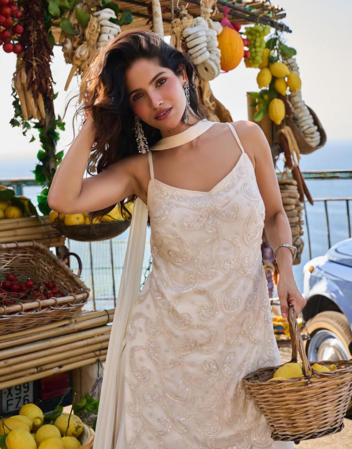 Ivory Pearl Embroidered Palazzo Set