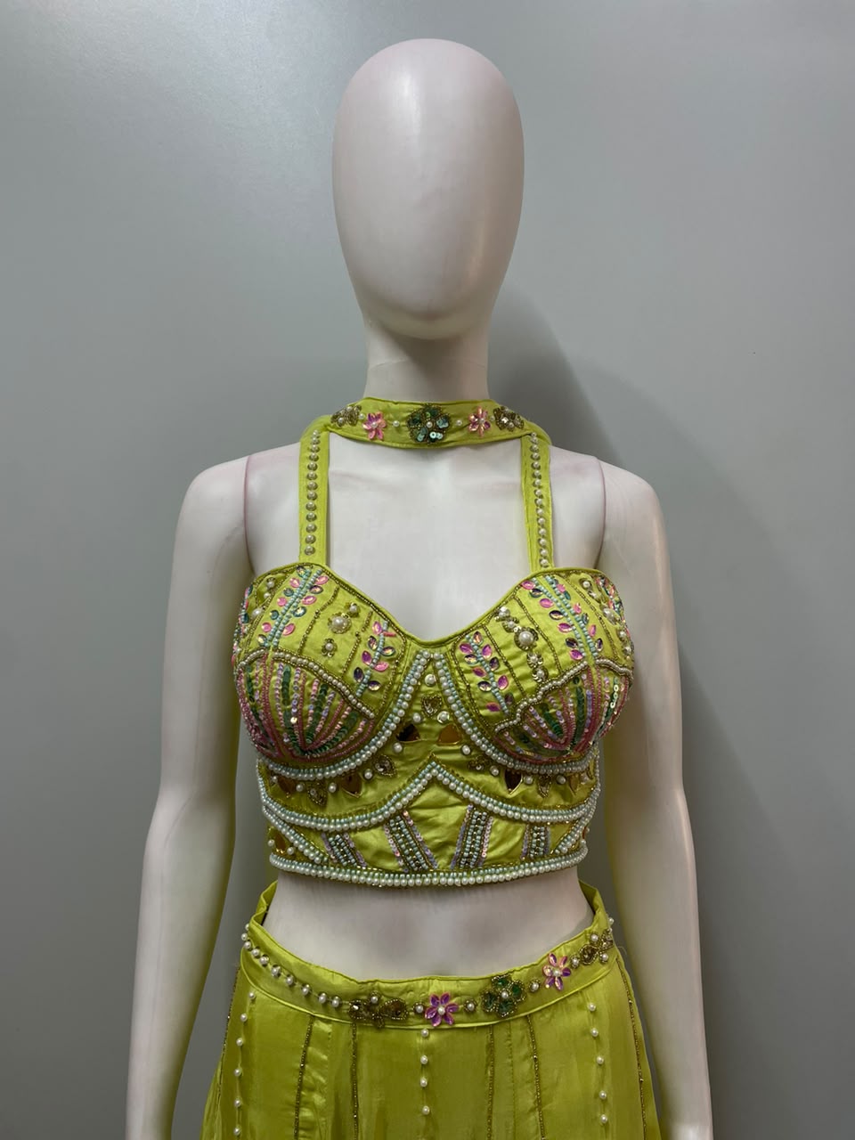 Lime Mirage Embellished Lehenga Set