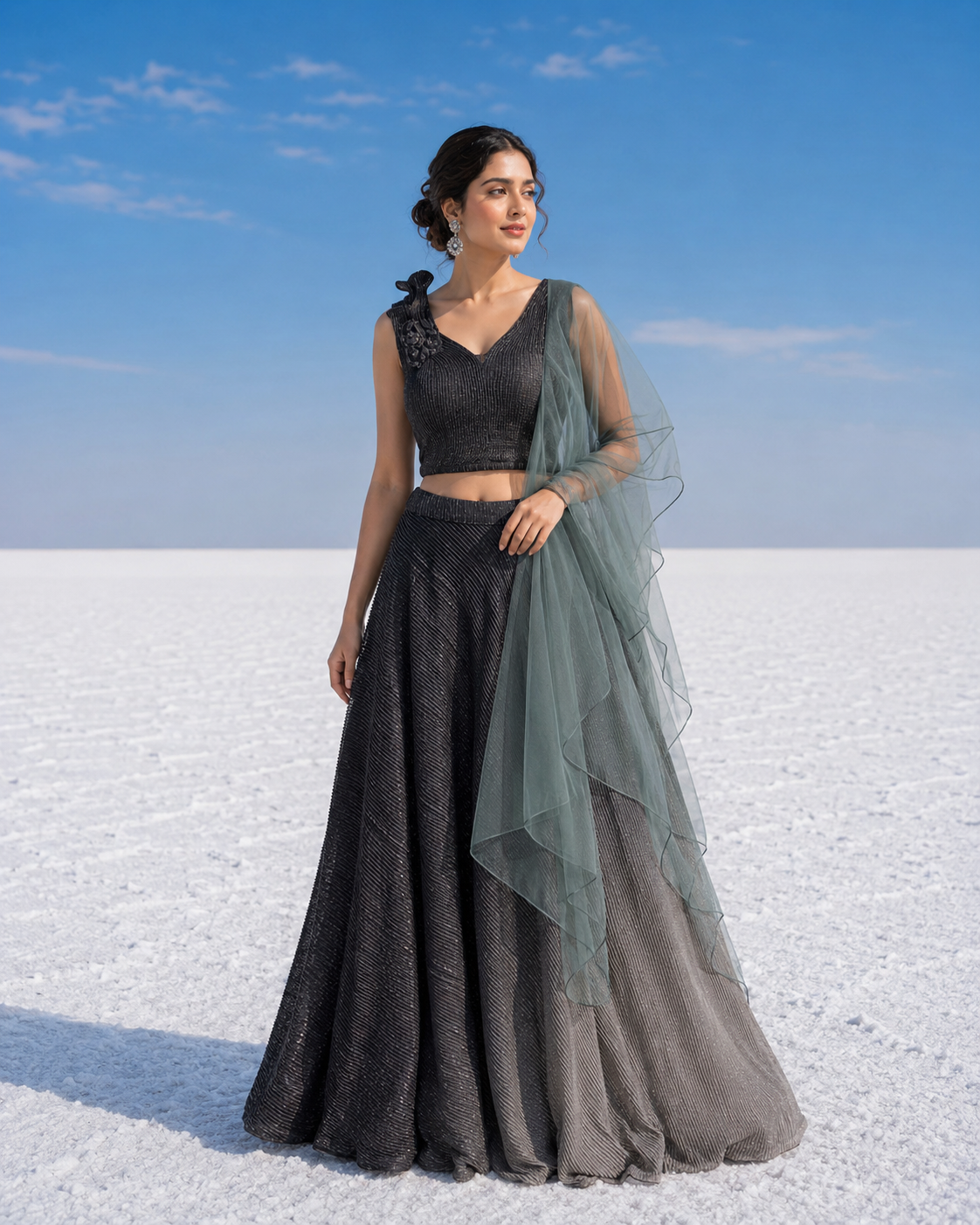 Midnight Sequin Lehenga Choli Set