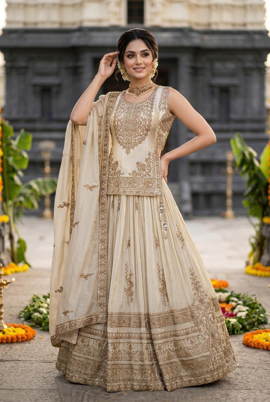 Ivory Gold Heritage Lehenga Set