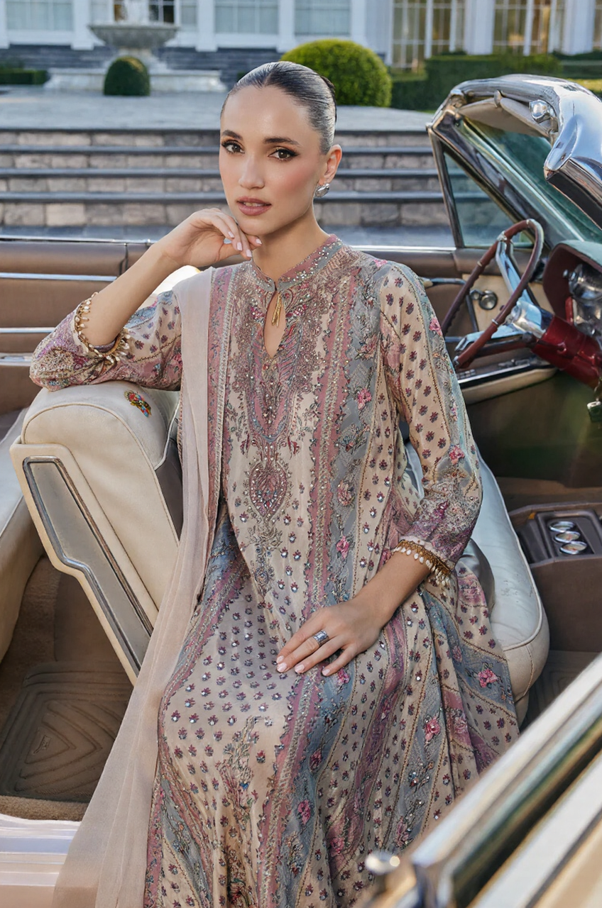 Pearl Rosette Embroidered Anarkali Set