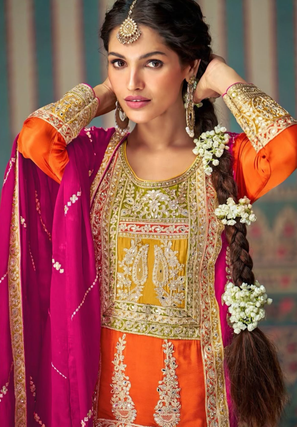Royal Multicolor Embroidered Festive Suit