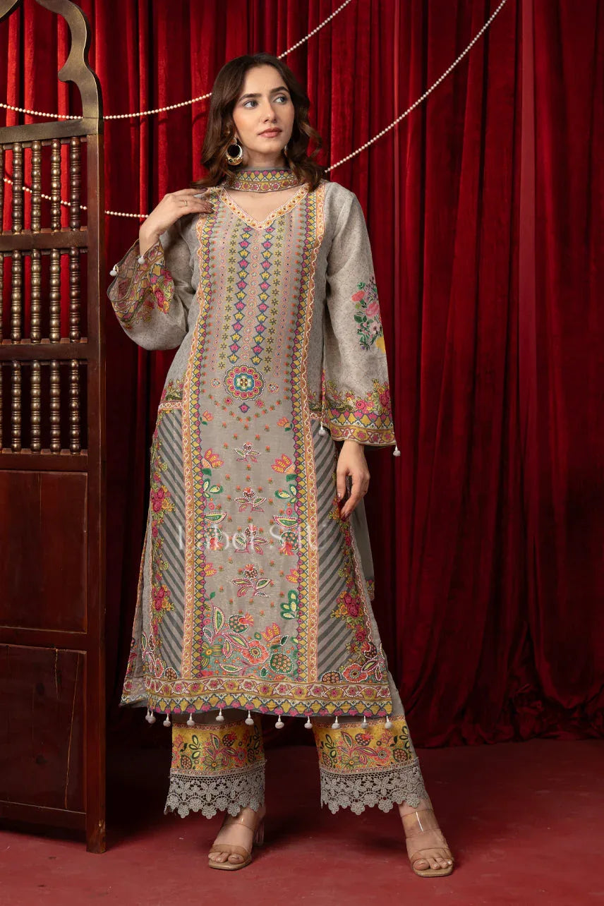 Multicolor Embroidered Kurta Pant Set - MishUUU