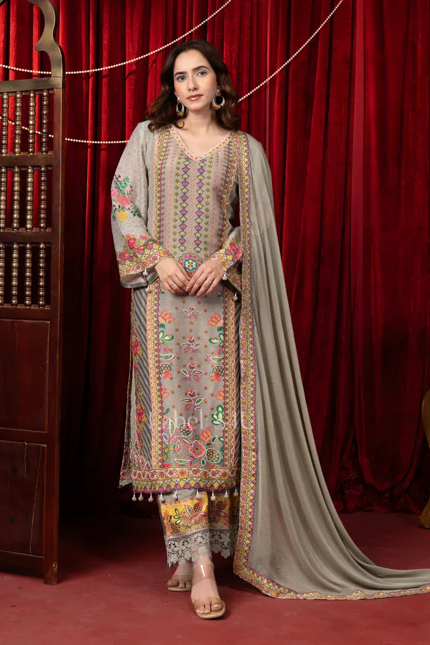 Multicolor Embroidered Kurta Pant Set - MishUUU