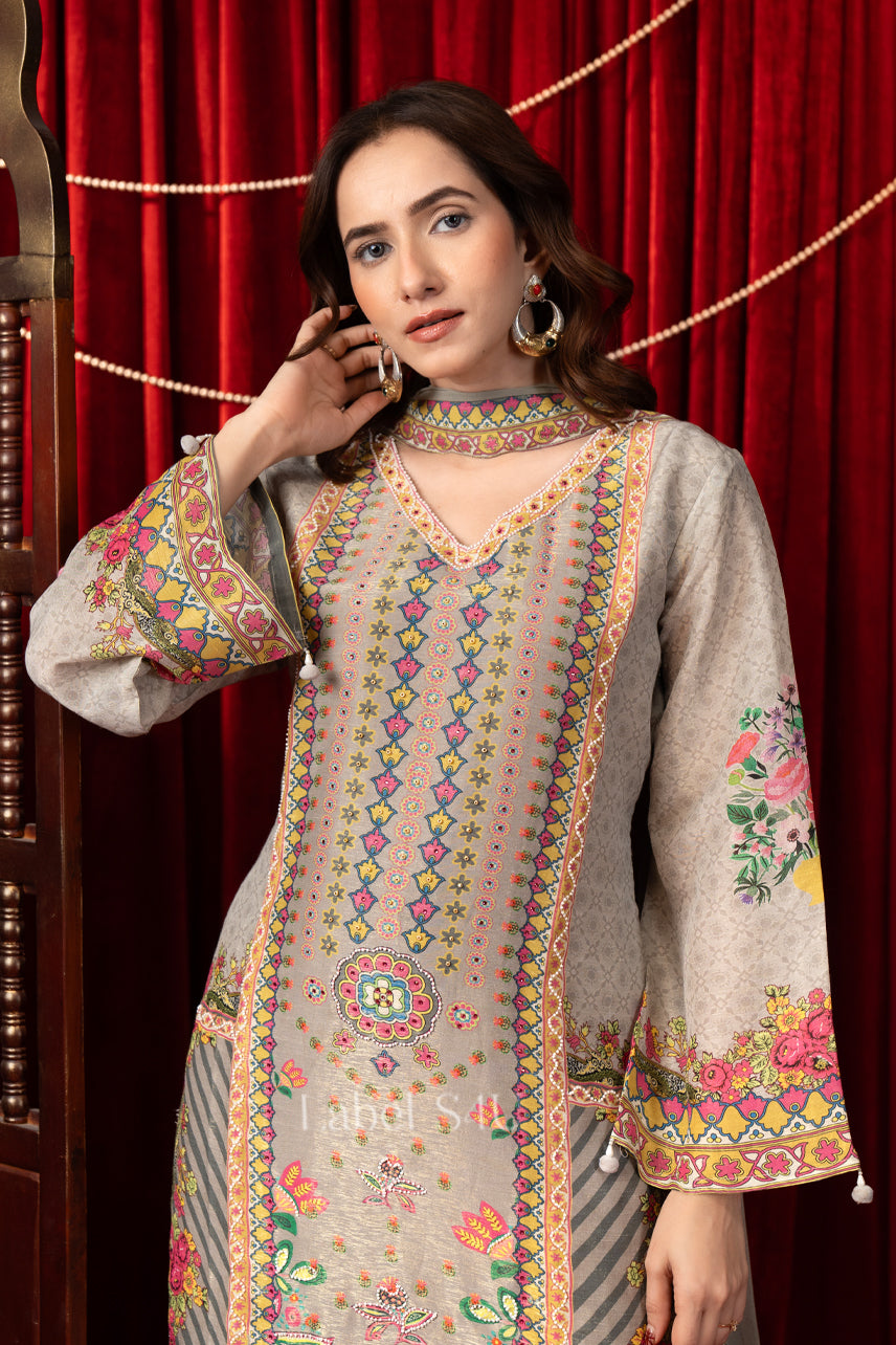 Multicolor Embroidered Kurta Pant Set