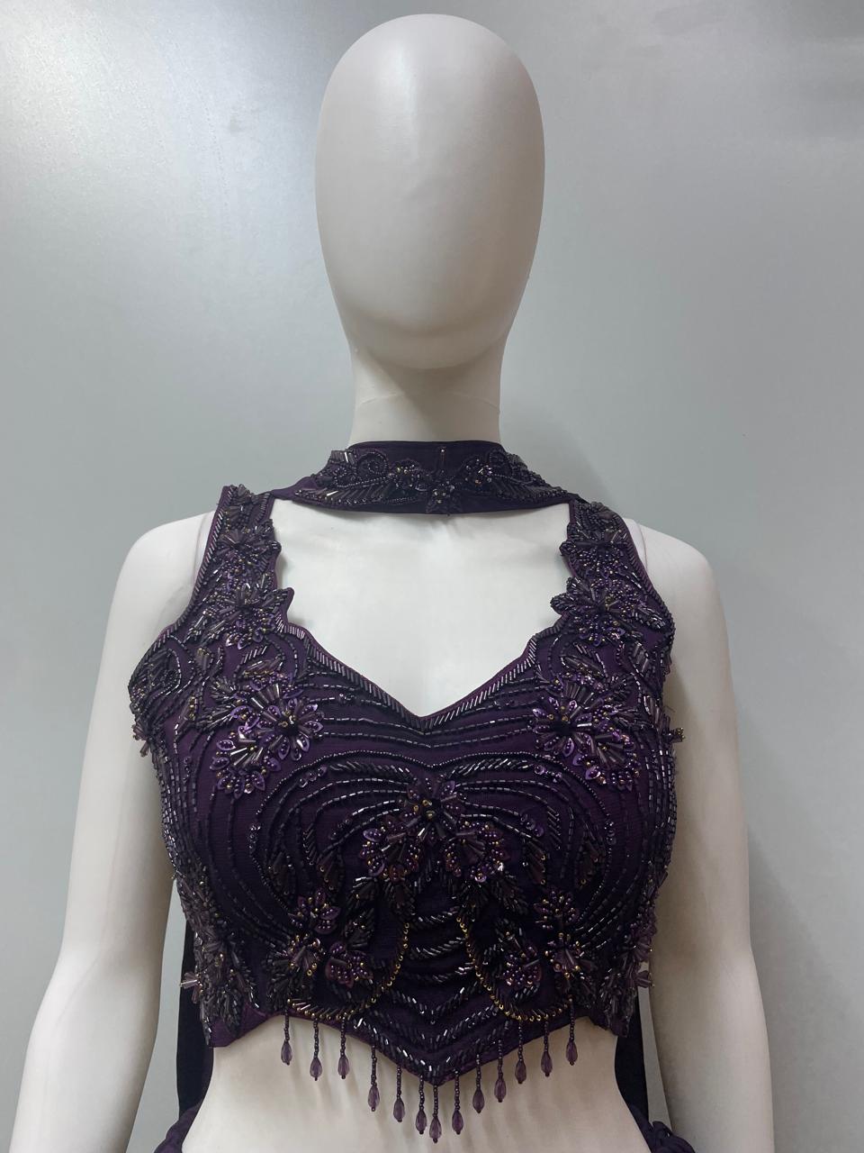 Deep Plum Embellished Lehenga Set