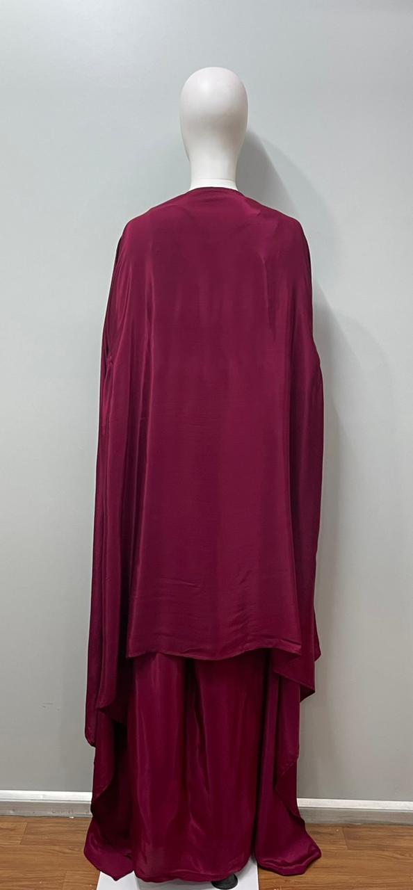 Wine Gold Cape Palazzo Set