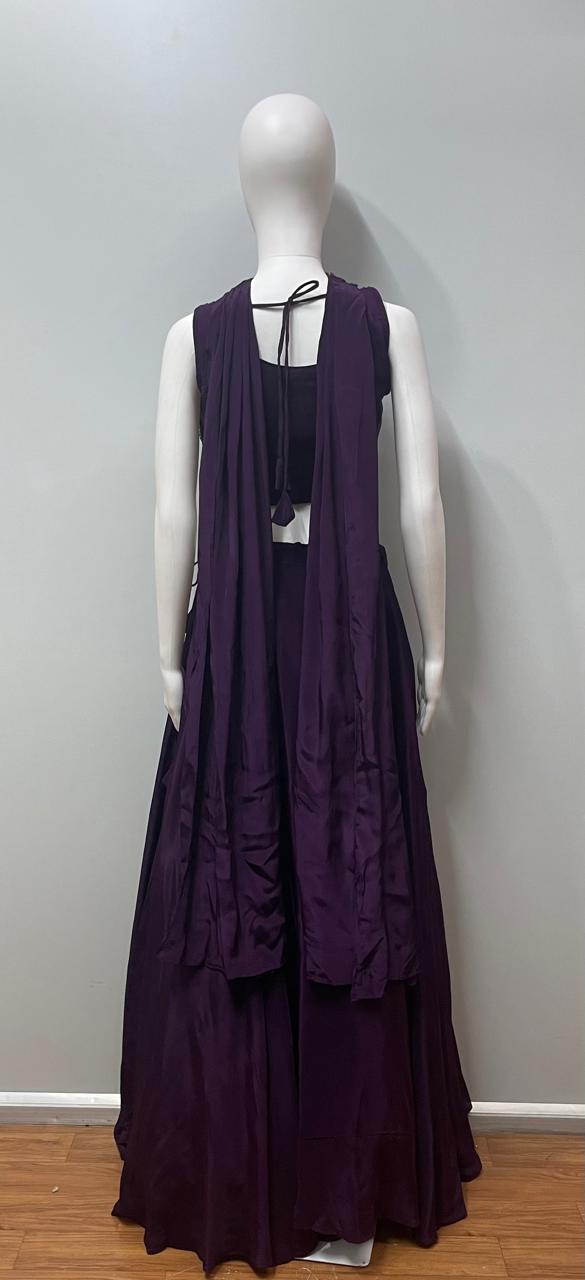 Deep Plum Embellished Lehenga Set