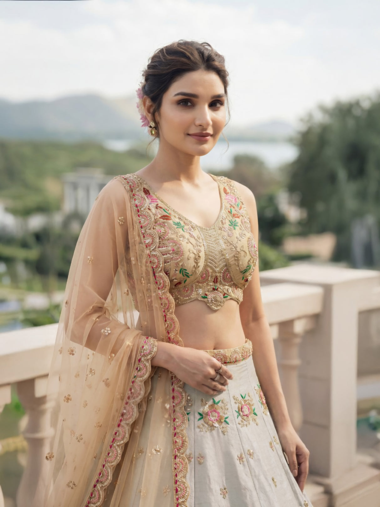 Ivory Pichwai Embroidered Lehenga Set