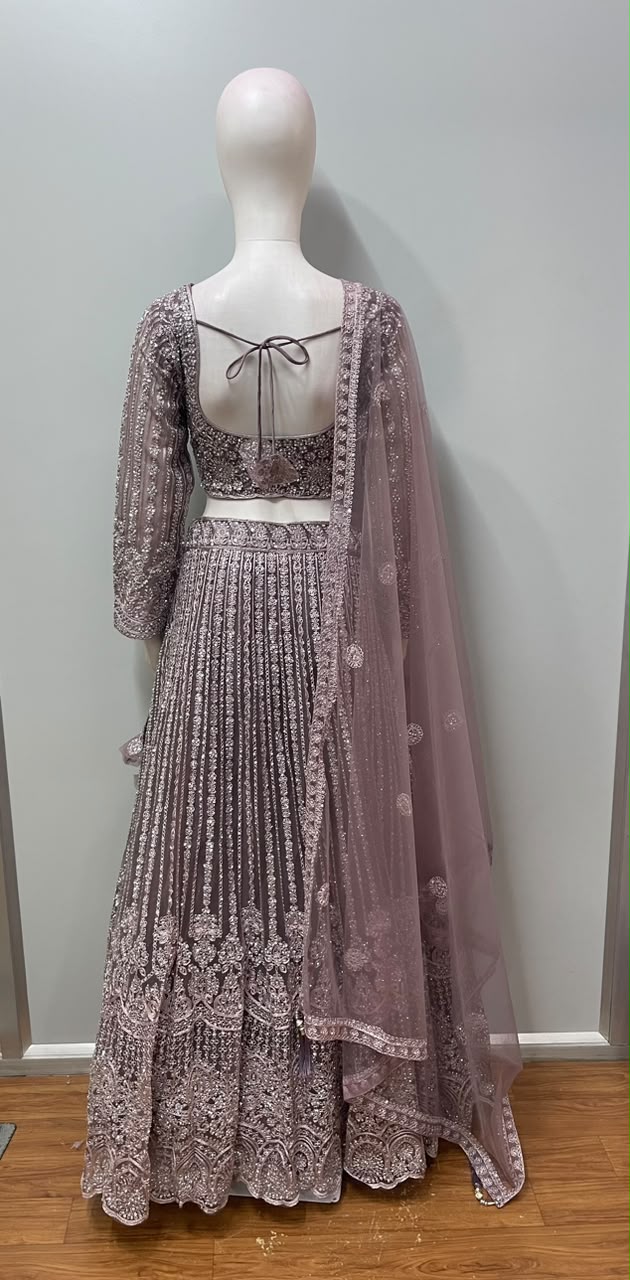 Mauve Silver Sequin Embroidered Lehenga Set
