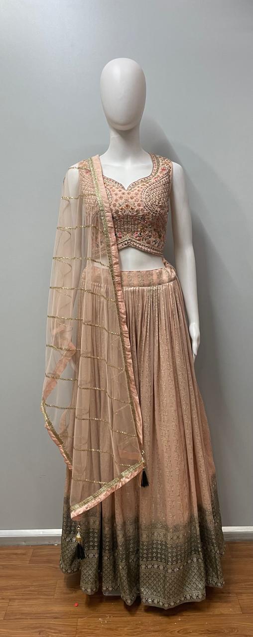 Blush Peach Zari Lehenga Set