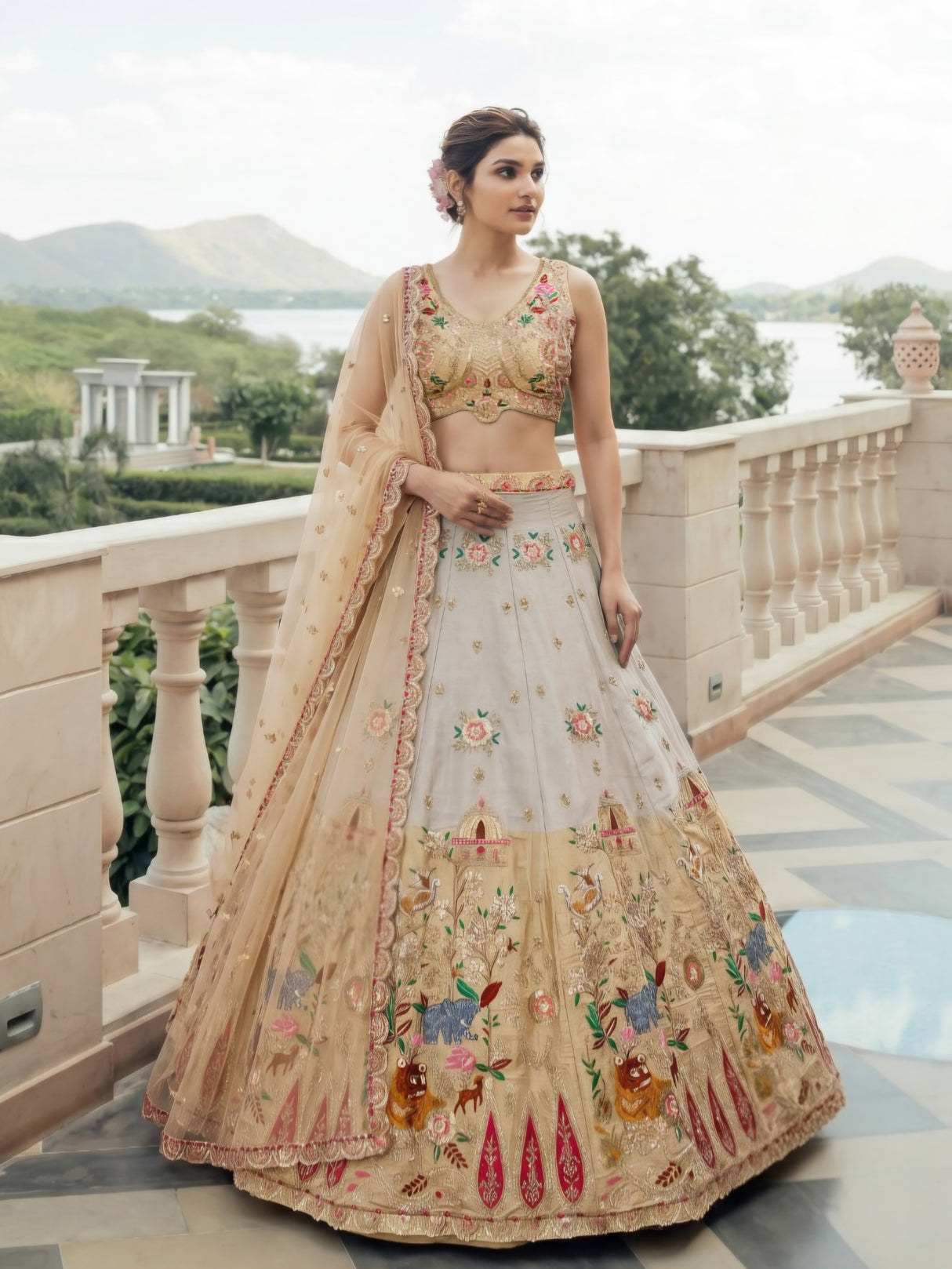 Ivory Pichwai Embroidered Lehenga Set