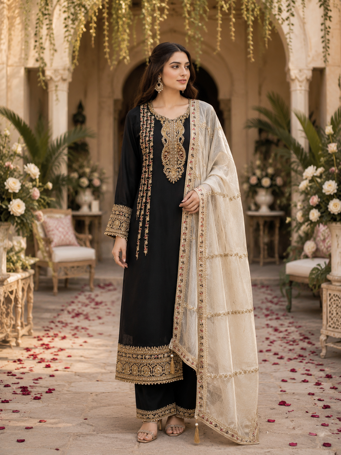 Black Ivory Embroidered Kurta Set