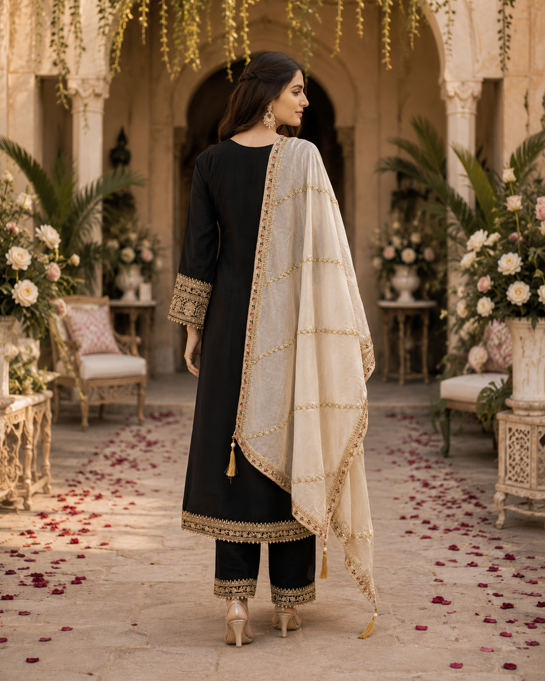 Black Ivory Embroidered Kurta Set