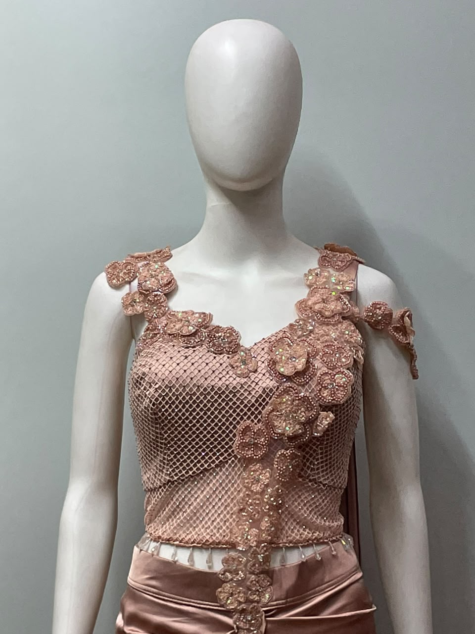 Rose Copper Floral Draped Saree Set