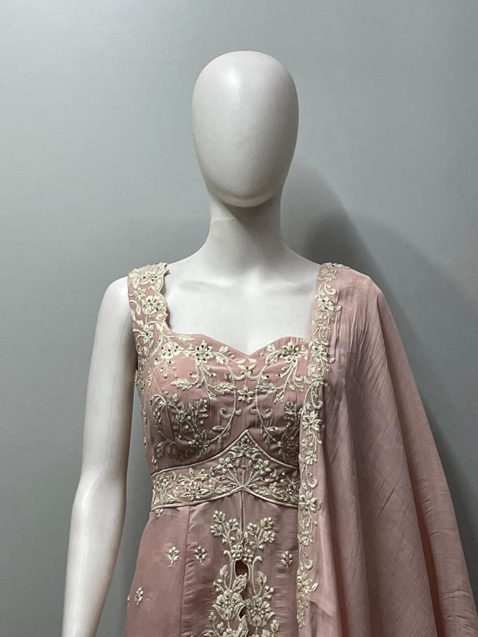 Dusty Rose Embroidered Sharara Set