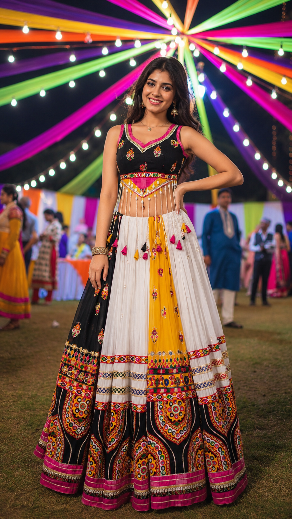 Black Multicolor Mirror Lehenga Choli Set (delivery 15 days)