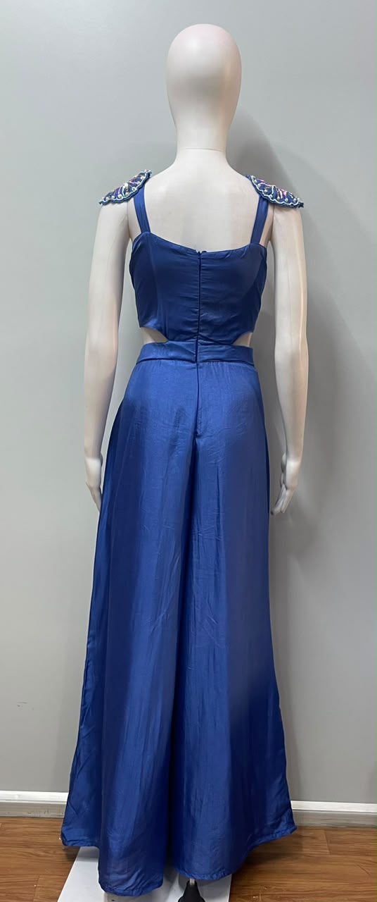 Royal Blue Embellished Jumpsuit Gown - view 12