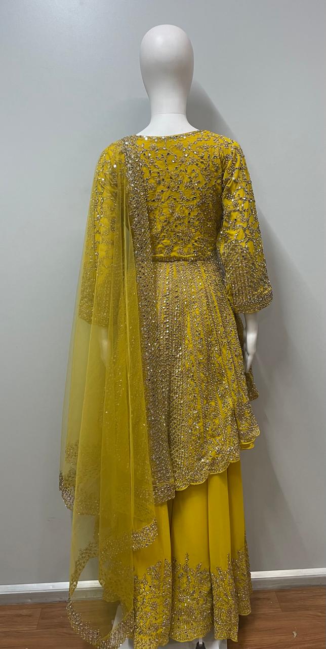 Golden Yellow Embellished Sharara Set