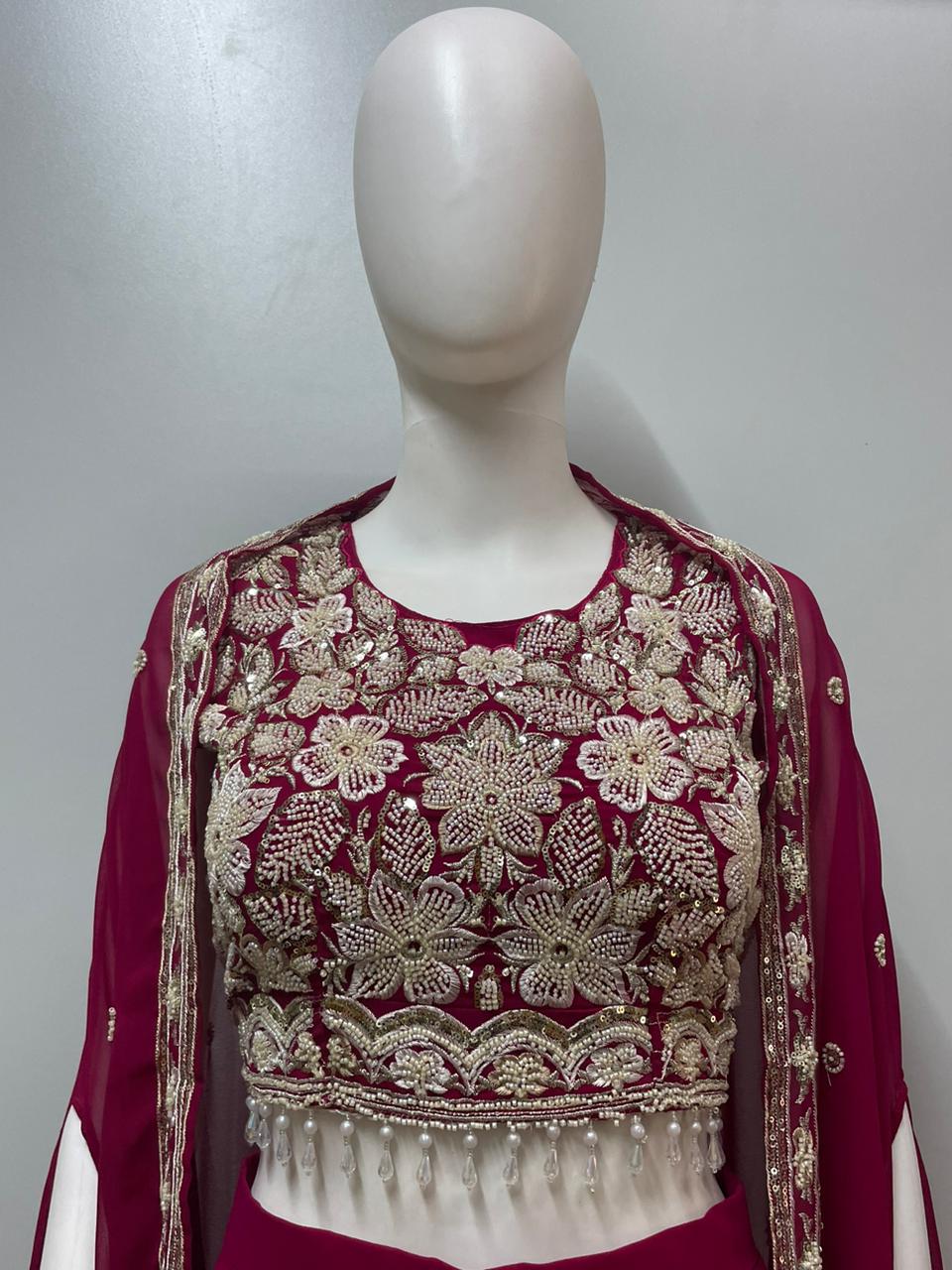 Magenta Gold Cape Palazzo Set