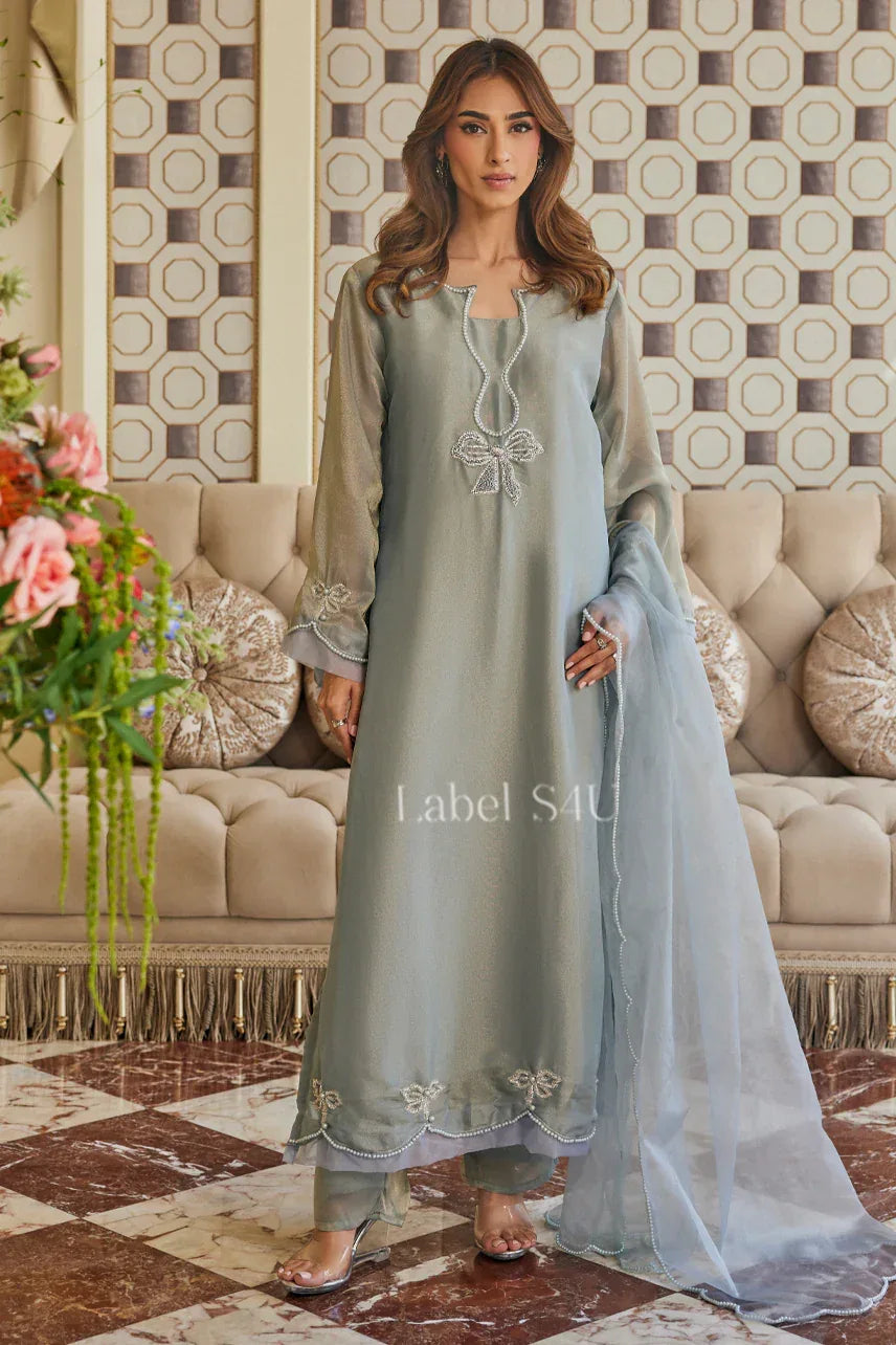 Sage Green Embroidered Festive Suit - MishUUU