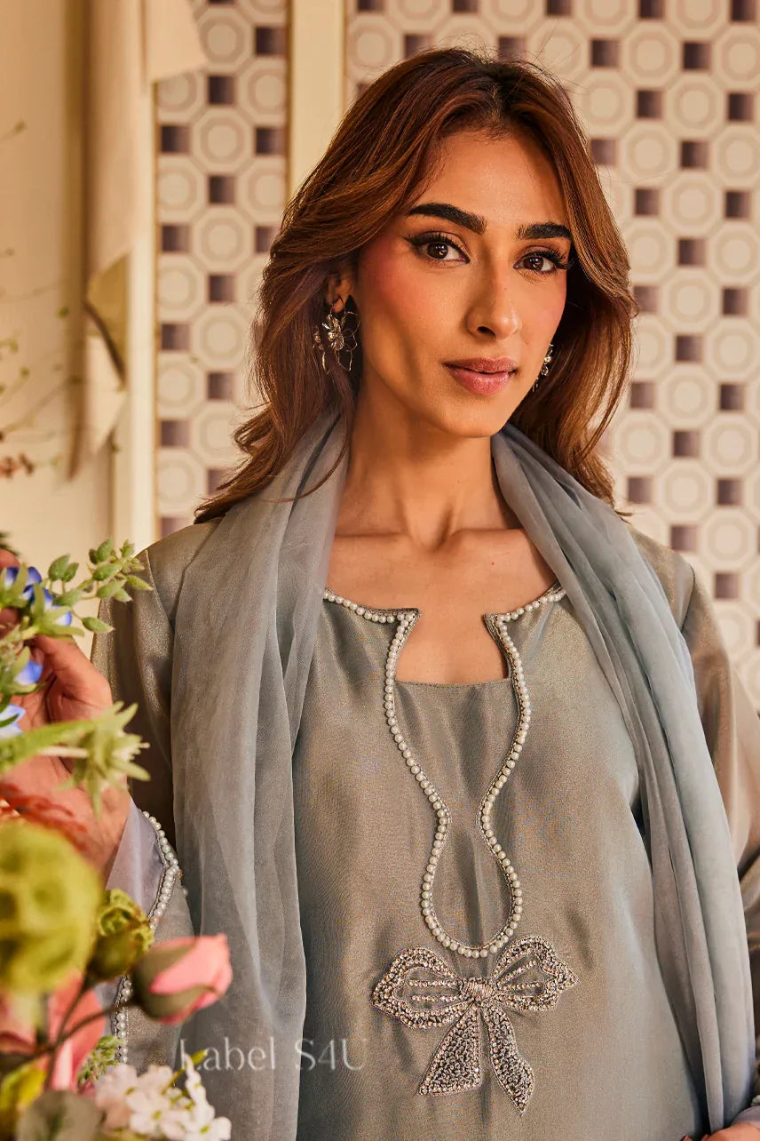 Sage Green Embroidered Festive Suit - MishUUU